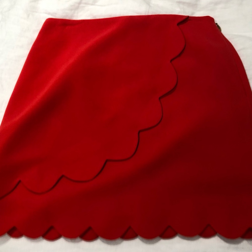 Draper James red scallop skirt